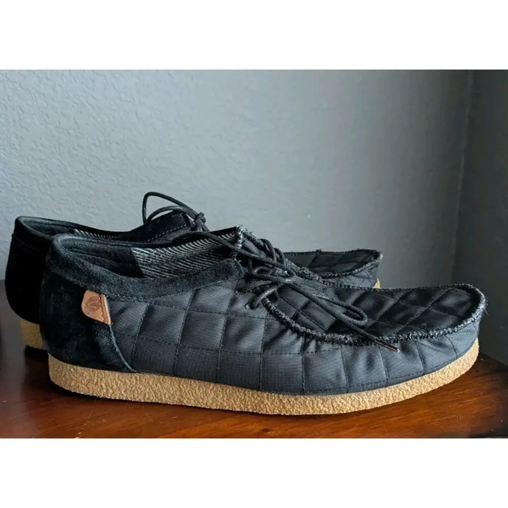 Clarks Shacre II Step Moccasin Boots Men 12 Black Textile 26162714 Shoes Lace Up